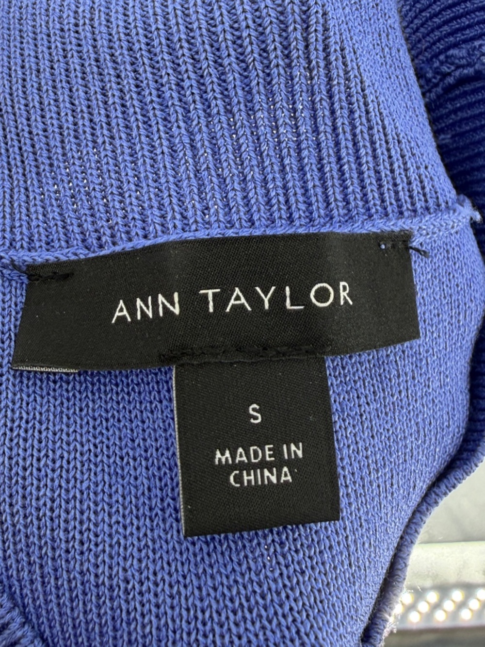 Ann Taylor Blue Mock Neck Fit & Flare Knit Dress Size S Style 827052 - Picture 7 of 13